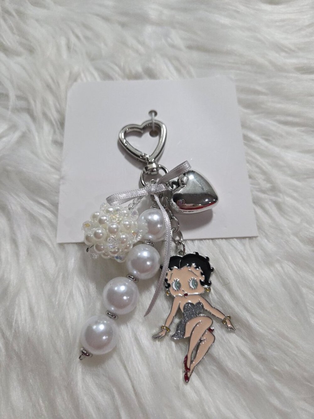 Betty Boop with Faux Pearl Accent Keychain